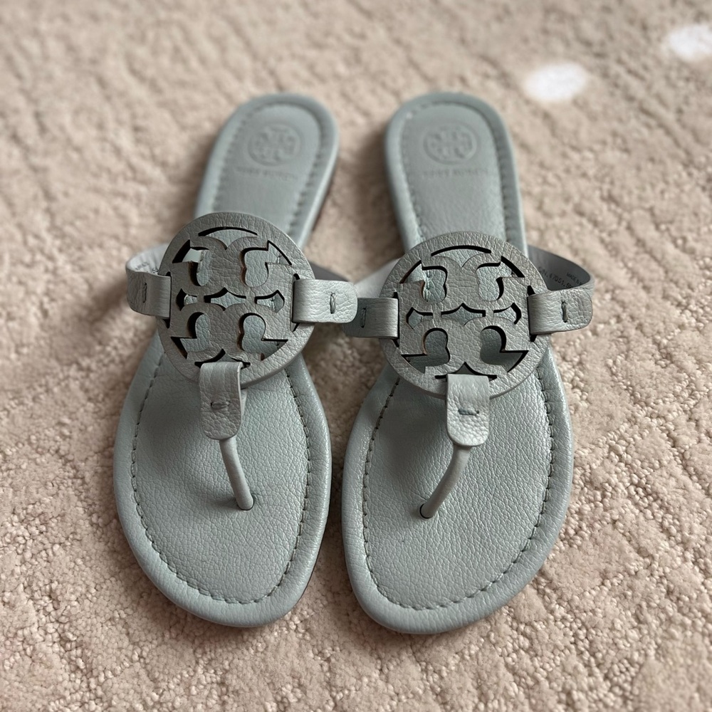 Tory Burch Robin Egg Blue Miller Sandals, Size 6, Like New!